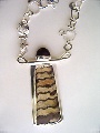 baculite fossil, onyx handmade silver chain