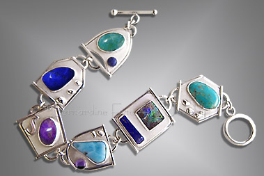 silver gemstone  cabochon bracelet