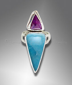 sugilite ring with larimar