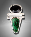 malachite, onyx silver ring