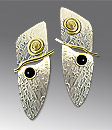 silver gold onyx earrings