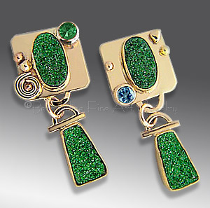 gold uvarovite earrings