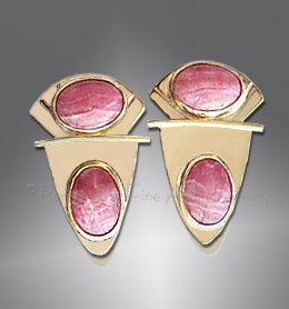 gold rhodochrosite earrings