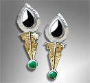 14k gold, sterling silver, malachite, onyx