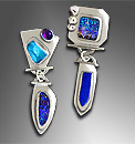 Larimar, Lapis, Opal, Amethyst Earrings