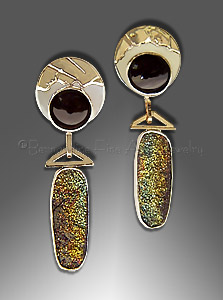 rainbow hematite drusy earrings