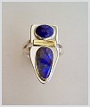 boulder opal, lapis, 18K