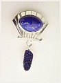 lapis, drusy, pendant