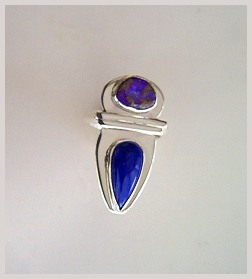 lapis, boulder opal ring