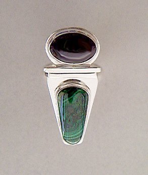 onyx malachite silver ring