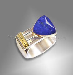 Men's Lapis Ring, Sterling, 14K