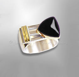 silver and gold onyx ring