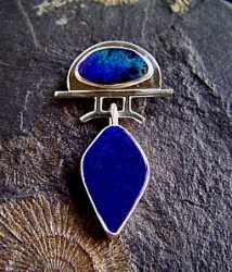 boulder opal, lapis lazuli, sterling