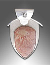 Fossilized coral, white topaz, pendant