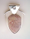 Fossilized coral, white topaz, pendant