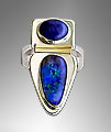 boulder opal and lapis ring