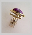 sugilite, amethyst, peridot silver and gold ring